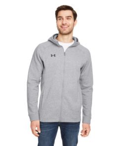 UNDER ARMOUR® Men's Hustle Full-Zip Hooded Sweatshirt #1351313 Graphite Front