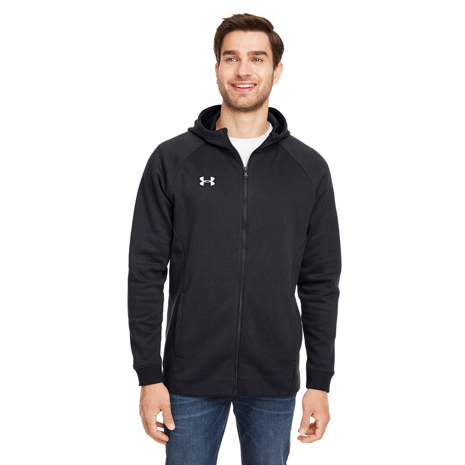 UNDER ARMOUR® Men's Hustle Full-Zip Hooded Sweatshirt #1351313 Black