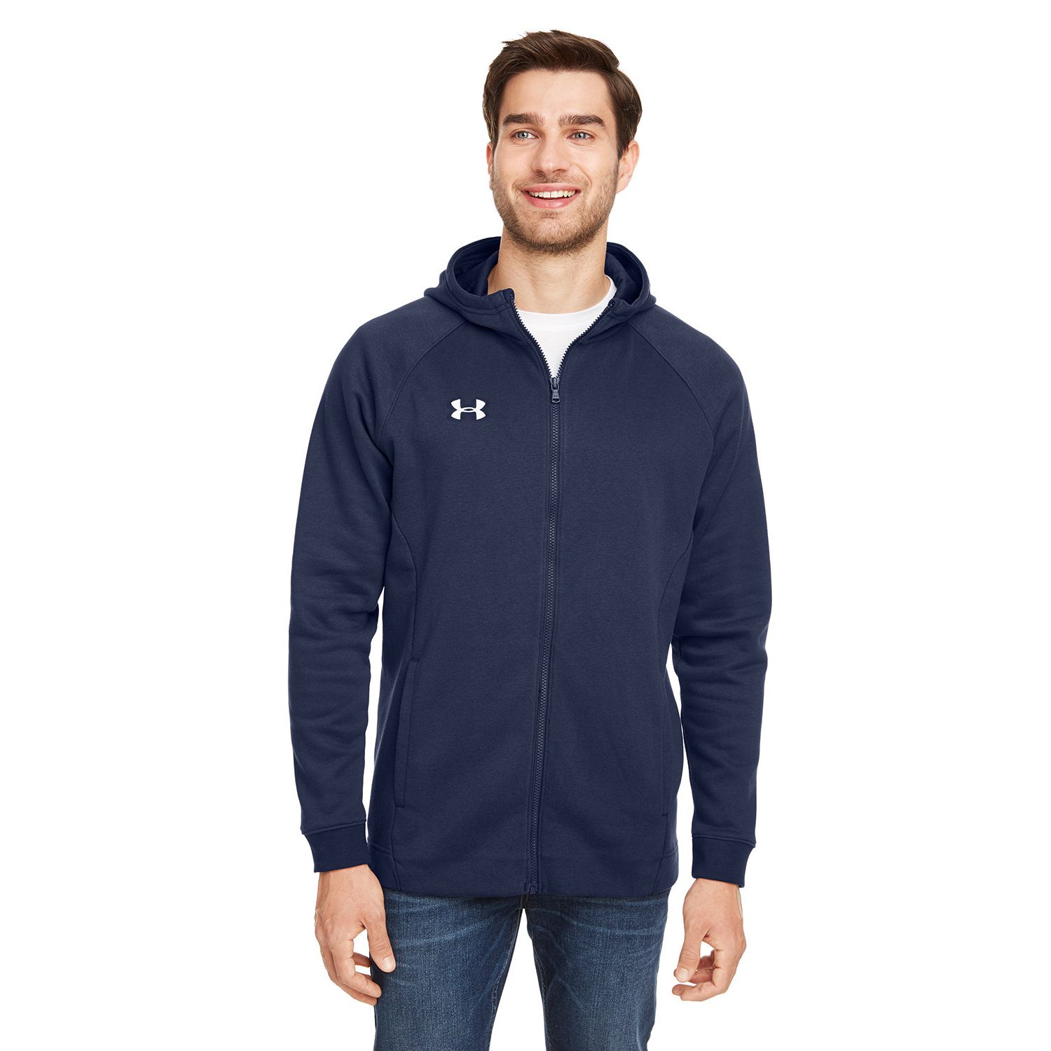 UNDER ARMOUR® Men's Hustle Full-Zip Hooded Sweatshirt #1351313 Navy