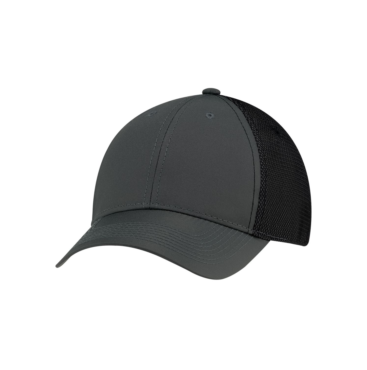 AJM Polyester Rip Stop / Polyester Rip Stop Bonded Mesh 6 Panel Constructed Full-Fit Hat #1B637M Charcoal / Black