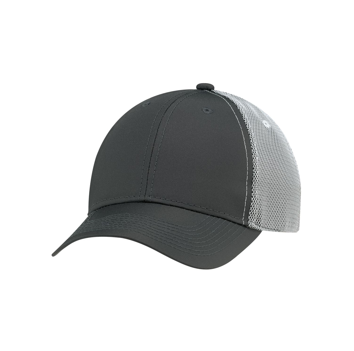 AJM Polyester Rip Stop / Polyester Rip Stop Bonded Mesh 6 Panel Constructed Full-Fit Hat #1B637M Charcoal / White