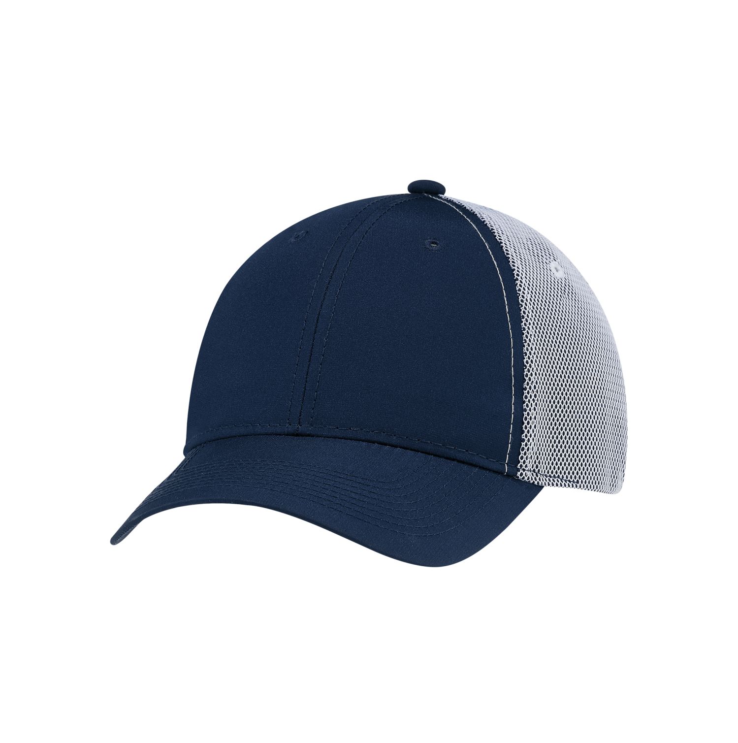 AJM Polyester Rip Stop / Polyester Rip Stop Bonded Mesh 6 Panel Constructed Full-Fit Hat #1B637M Navy / White