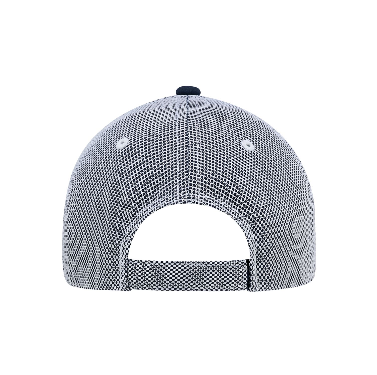 AJM Polyester Rip Stop / Polyester Rip Stop Bonded Mesh 6 Panel Constructed Full-Fit Hat #1B637M Black / White Back