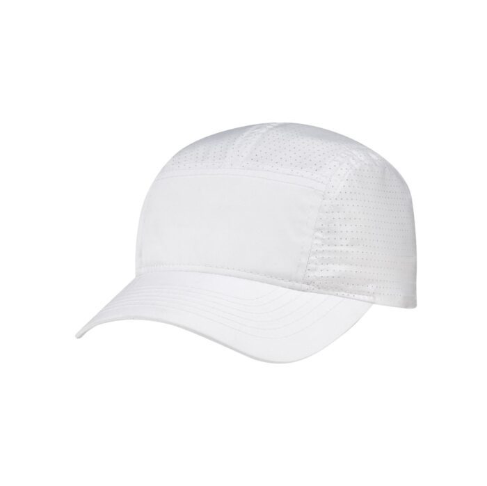 AJM Polyester Rip Stop / Polyester Rip Stop Mesh 5 Panel Runner Style Hat #1B940M White Front