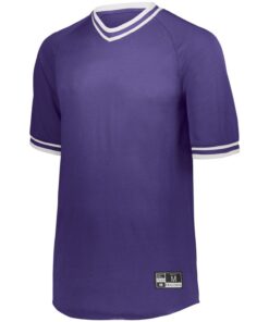 Holloway Retro V-Neck Baseball Jersey #221021 Purple / White