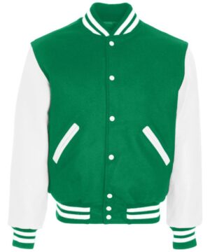 Holloway Varsity Jacket #224183 Kelly Green / White Front