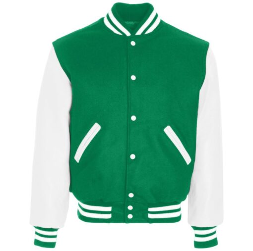 Holloway Varsity Jacket #224183 Kelly Green / White Front