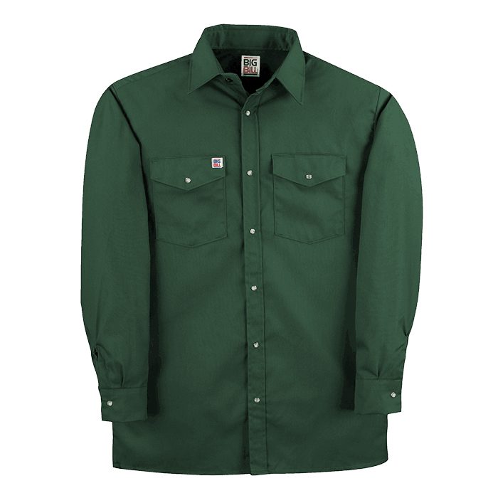Big Bill Premium Long-Sleeve Snap Front Work Shirt #247 Green