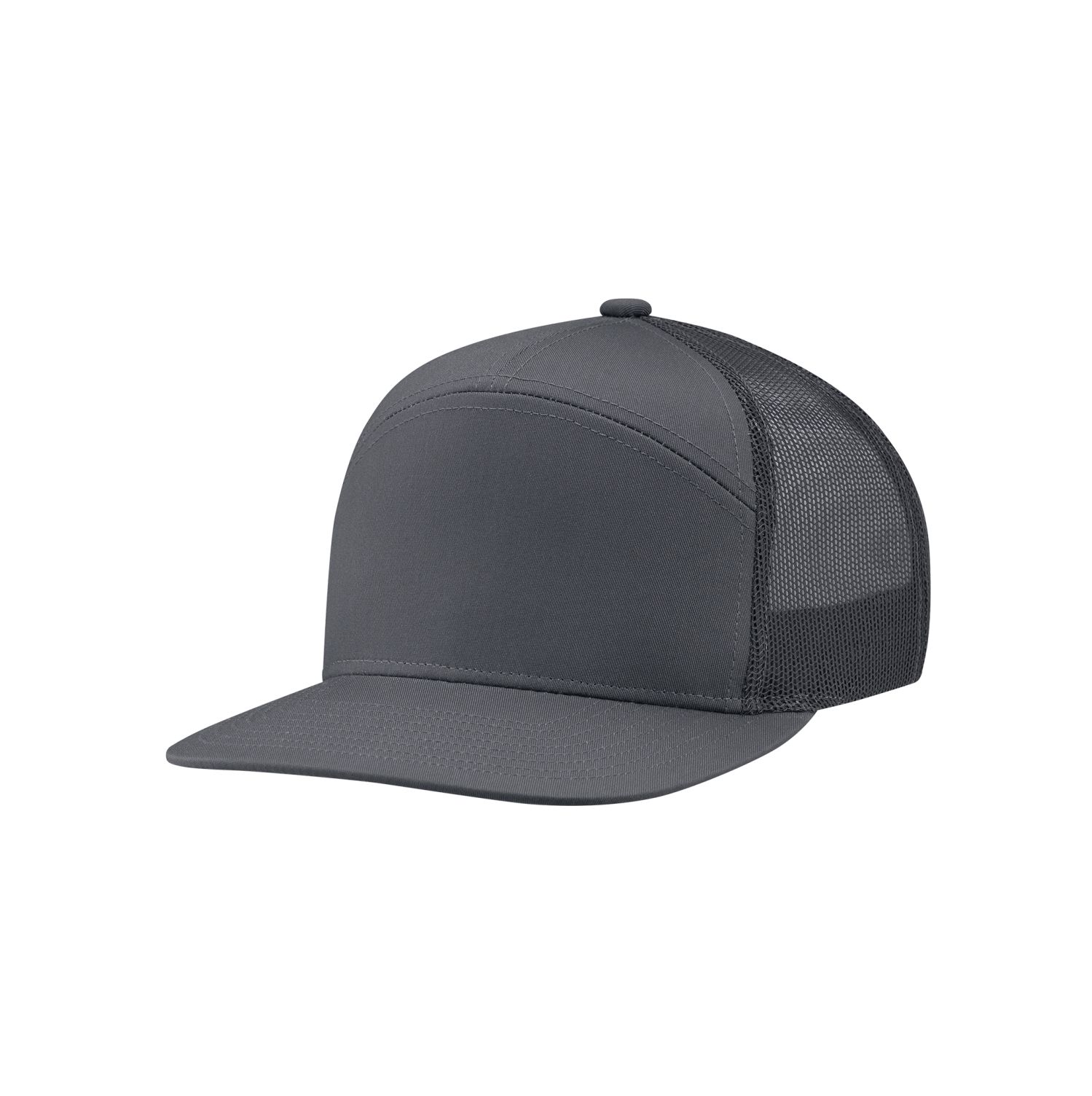 AJM Polycotton / Nylon Mesh 7 Panel Constructed Camper Style Hat (Mesh Back) #3D410M Charcoal