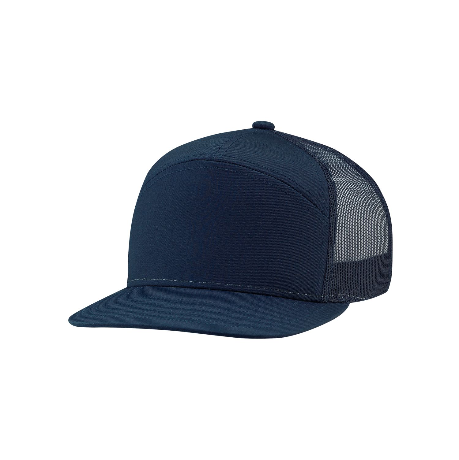 AJM Polycotton / Nylon Mesh 7 Panel Constructed Camper Style Hat (Mesh Back) #3D410M Navy