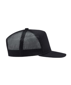AJM Polycotton / Nylon Mesh 7 Panel Constructed Camper Style Hat (Mesh Back) #3D410M Black Side