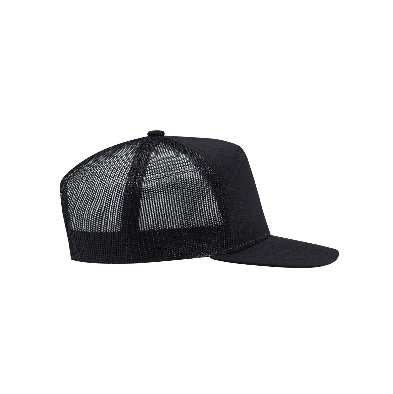 AJM Polycotton / Nylon Mesh 7 Panel Constructed Camper Style Hat (Mesh Back) #3D410M Black Side