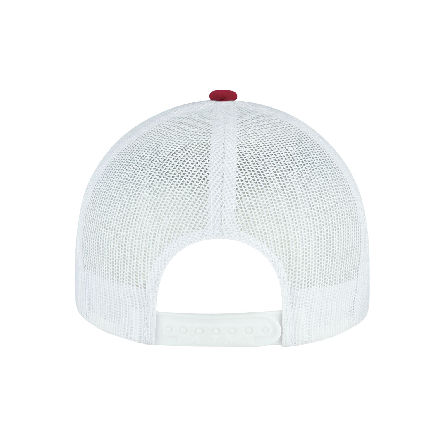 AJM Cotton Drill / Polyester Heather / Nylon Mesh 6 Panel Constructed Full-Fit Hat (Mesh Back) #4G645M Red / Charcoal / White Back