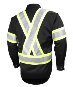 Gatts Work Wear High Visibility Long Sleeve Shirt (Snaps) #625SX4 Black Back