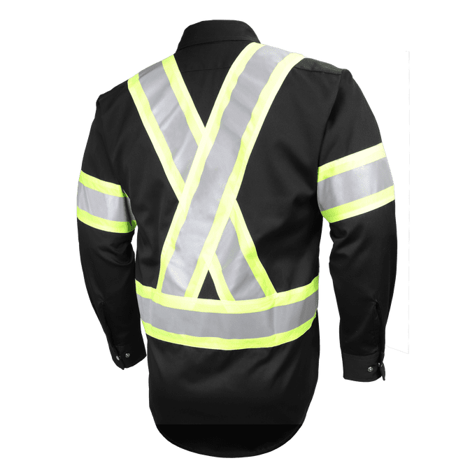Gatts Work Wear High Visibility Long Sleeve Shirt (Snaps) #625SX4 Black Back