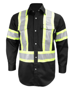 Gatts Work Wear High Visibility Long Sleeve Shirt (Snaps) #625SX4 Black Front
