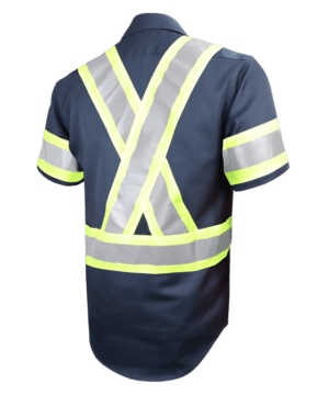 Gatts Work Wear High Visibility Short Sleeve Shirt (Snaps) #650SX4 Navy Back