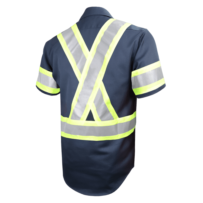 Gatts Work Wear High Visibility Short Sleeve Shirt (Snaps) #650SX4 Navy Back