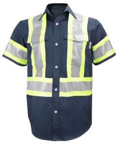 Gatts Work Wear High Visibility Short Sleeve Shirt (Snaps) #650SX4 Navy Front