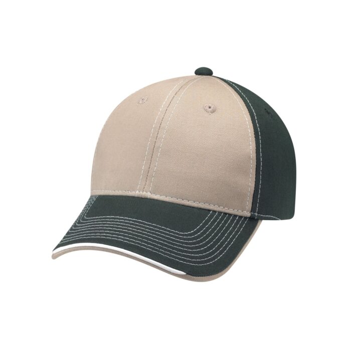 AJM 6-Panel Constructed Full-Fit Hat #6F617M Black Forest / Sand / White