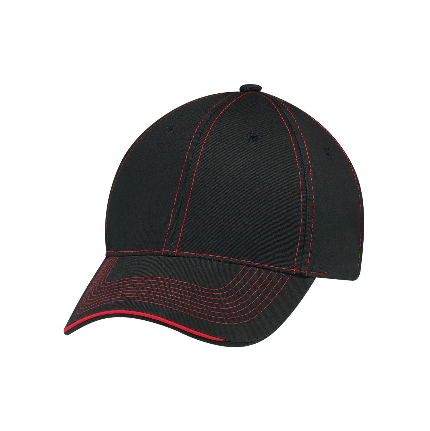 AJM 6-Panel Constructed Full-Fit Hat #6F617M Black / Red