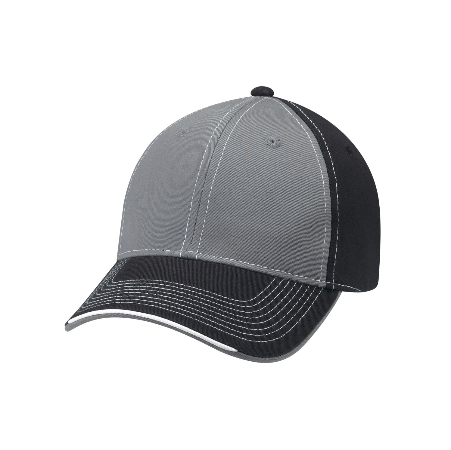 AJM 6-Panel Constructed Full-Fit Hat #6F617M Black / Slate / White