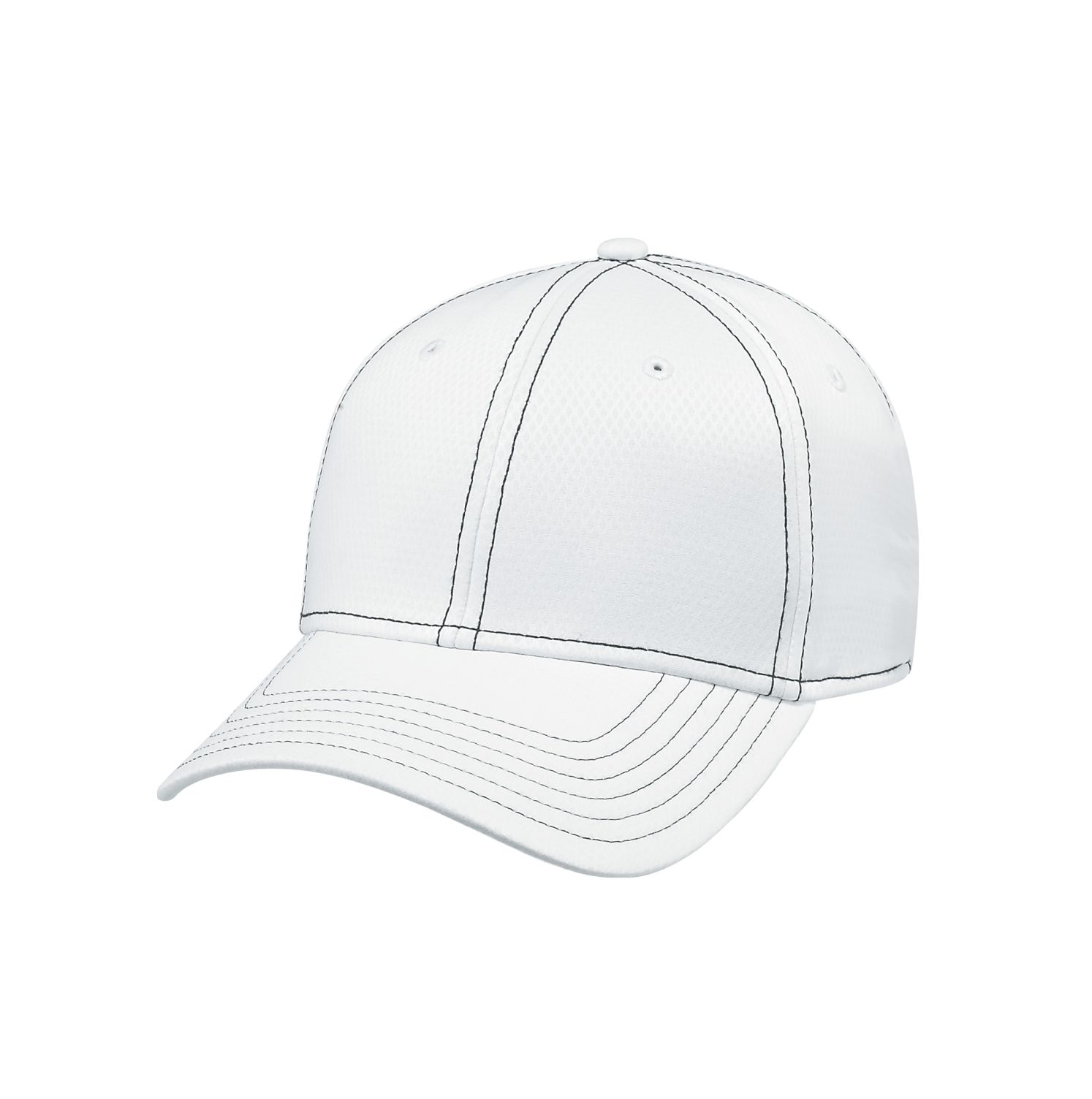 AJM Polyester Diamond & Spandex 6 Panel Constructed Contour Hat #AC0007 White / Black