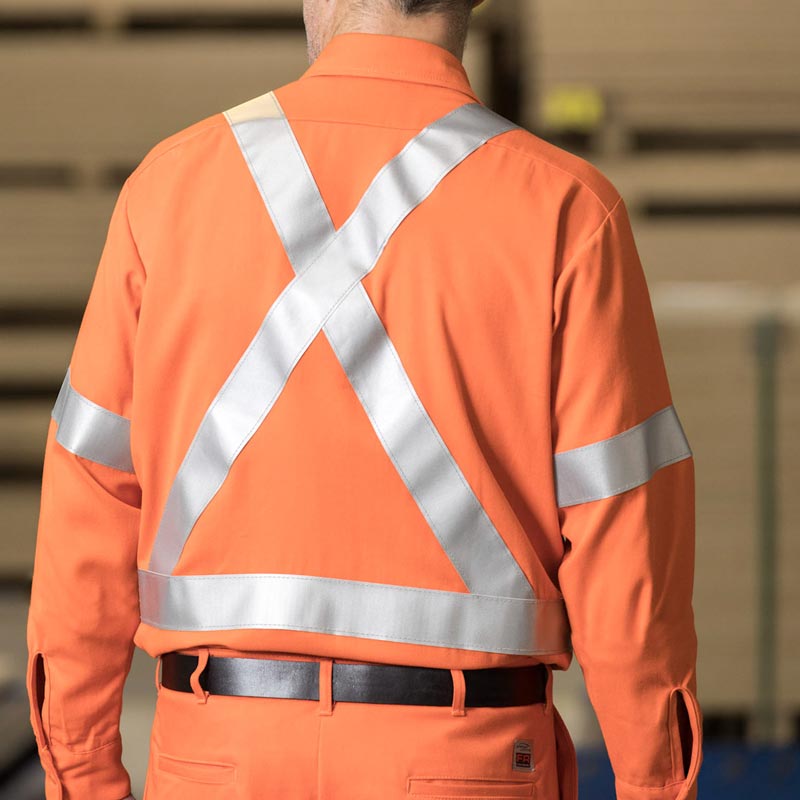 Premium Uniforms High-Vis Flame-Resistant Work Shirt #FR2447S Orange Back