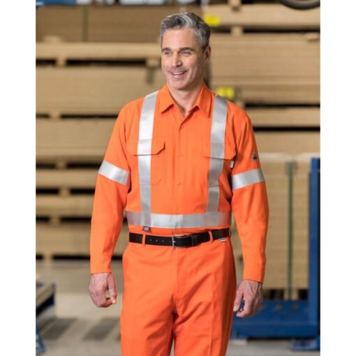 Premium Uniforms High-Vis Flame-Resistant Work Shirt #FR2447S Orange Front