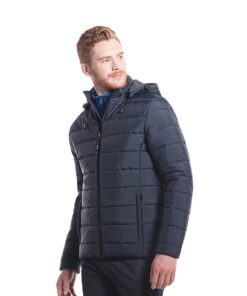 Canada Sportswear MENS PUFFY JACKET WITH DETACHABLE HOOD #L00980 Navy Front
