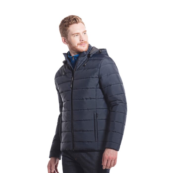 Canada Sportswear MENS PUFFY JACKET WITH DETACHABLE HOOD #L00980 Navy Front