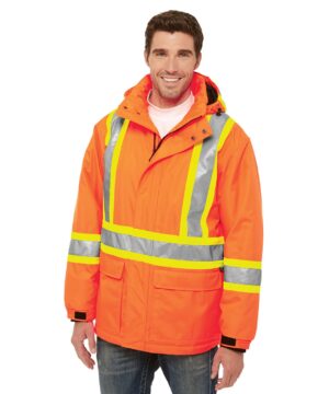 Canada Sportswear POLYESTER CANVAS HI-VIS PARKA #L01250 Hi-Vis Orange