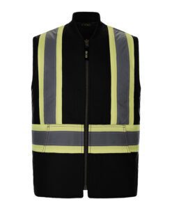 Canada Sportswear HiVis Vest with Sherpa Lining #L01295 Black Front