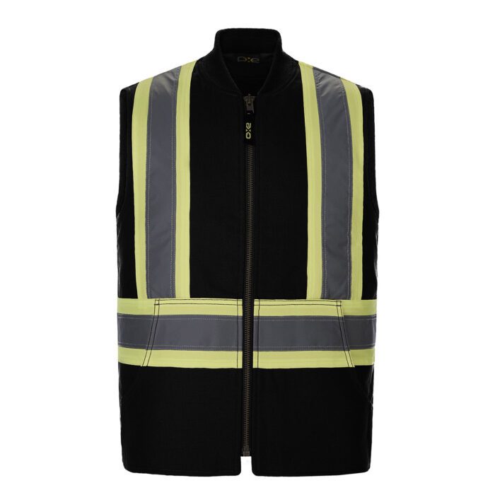 Canada Sportswear HiVis Vest with Sherpa Lining #L01295 Black Front