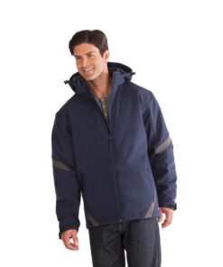 Canada Sportswear MENS COLOUR CONTRAST INSULATED SOFTSHELL JACKET #L03200 Navy / Gunmetal Front