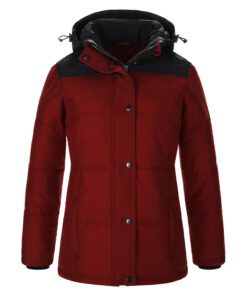 Canada Sportswear Ladies Puffy Coat #L06026 Red Front