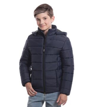 Canada Sportswear YOUTH PUFFY JACKET WITH DETACHABLE HOOD #L0980Y Navy Front
