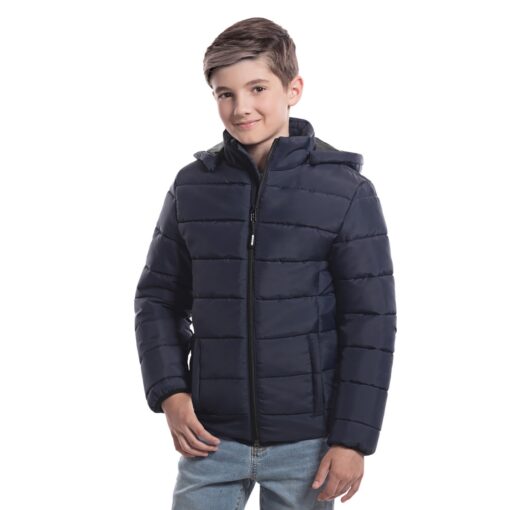 Canada Sportswear YOUTH PUFFY JACKET WITH DETACHABLE HOOD #L0980Y Navy Front