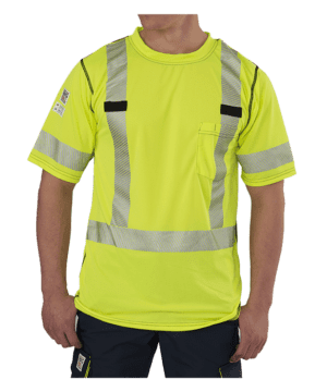 Big Bill Flame-Resistant High Visibility Short-Sleeve Athletic Performance T-Shirt #RT54HVK5 Yellow Front