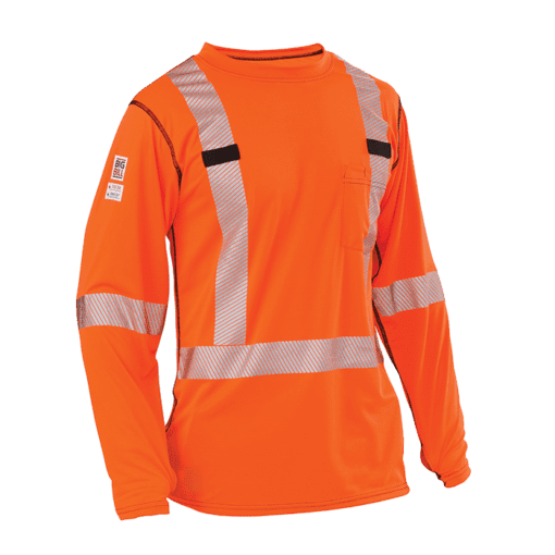 Big Bill Flame Resistant High Visibility Long-Sleeve Athletic Performance T-Shirt #RT55HVK5 Orange Front