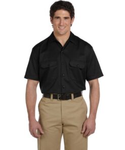 Dickies Men's 5.25 oz./yd² Short-Sleeve Work Shirt #1574 Black Front
