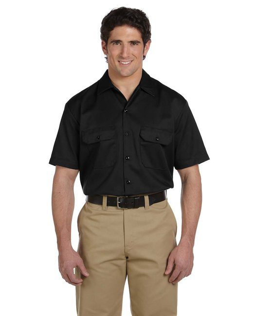 Dickies Men's 5.25 oz./yd² Short-Sleeve Work Shirt #1574 Black Front