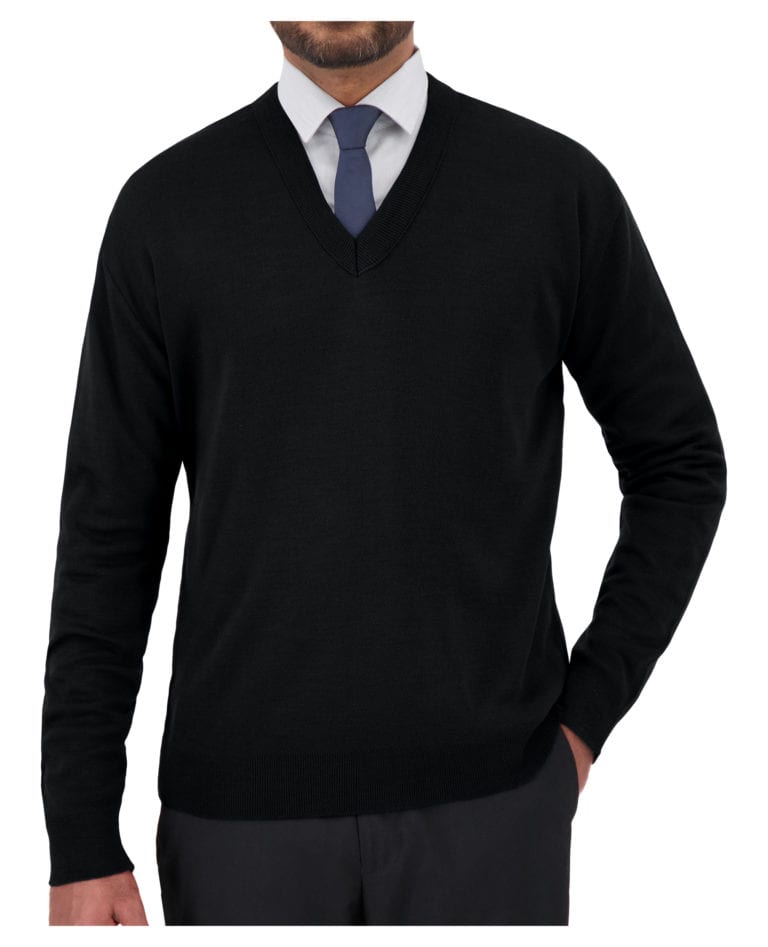 Cobmex "Cashmere"-Like V-Neck Long Sleeve Pullover #2009 Black