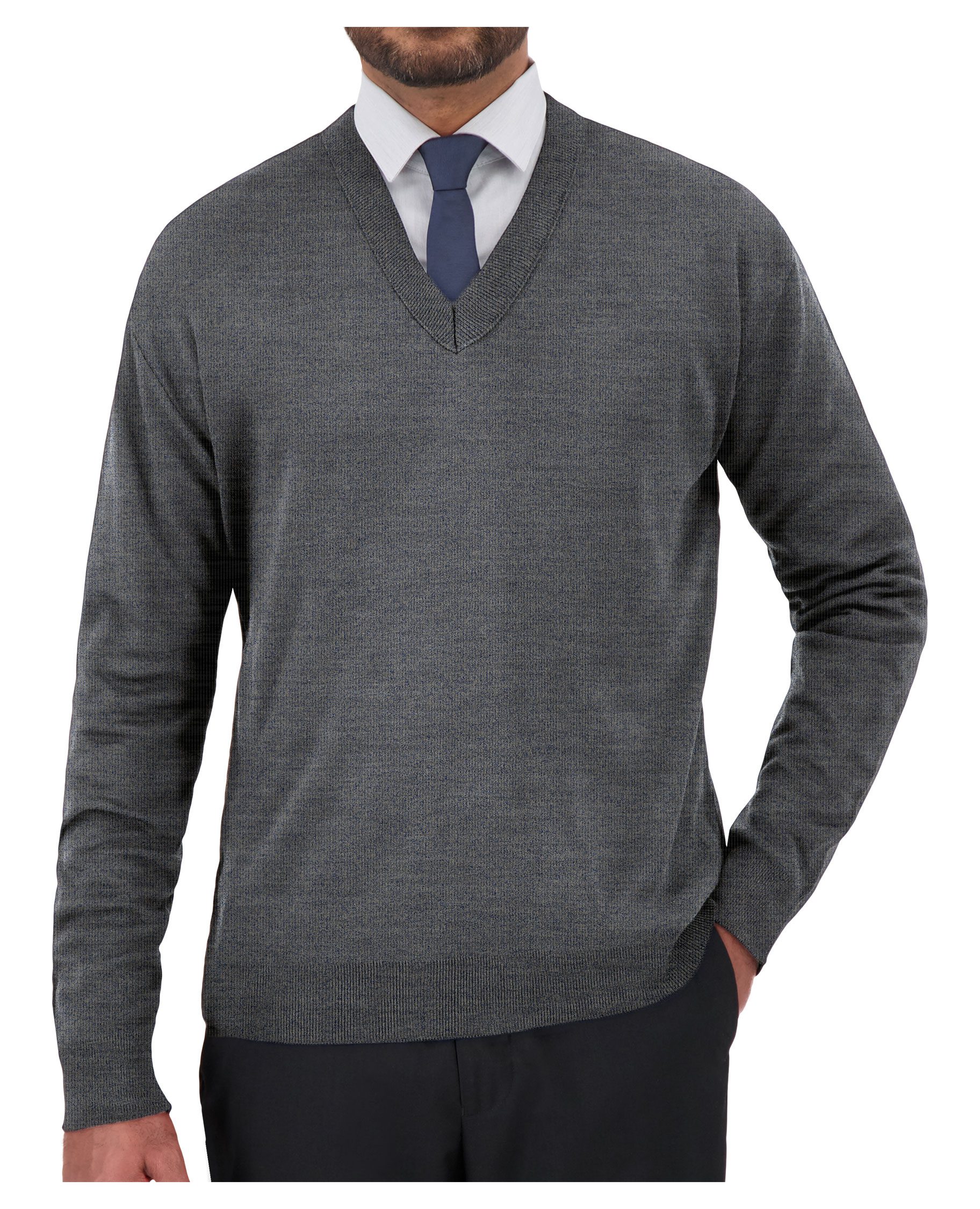 Cobmex "Cashmere"-Like V-Neck Long Sleeve Pullover #2009 Executive Grey