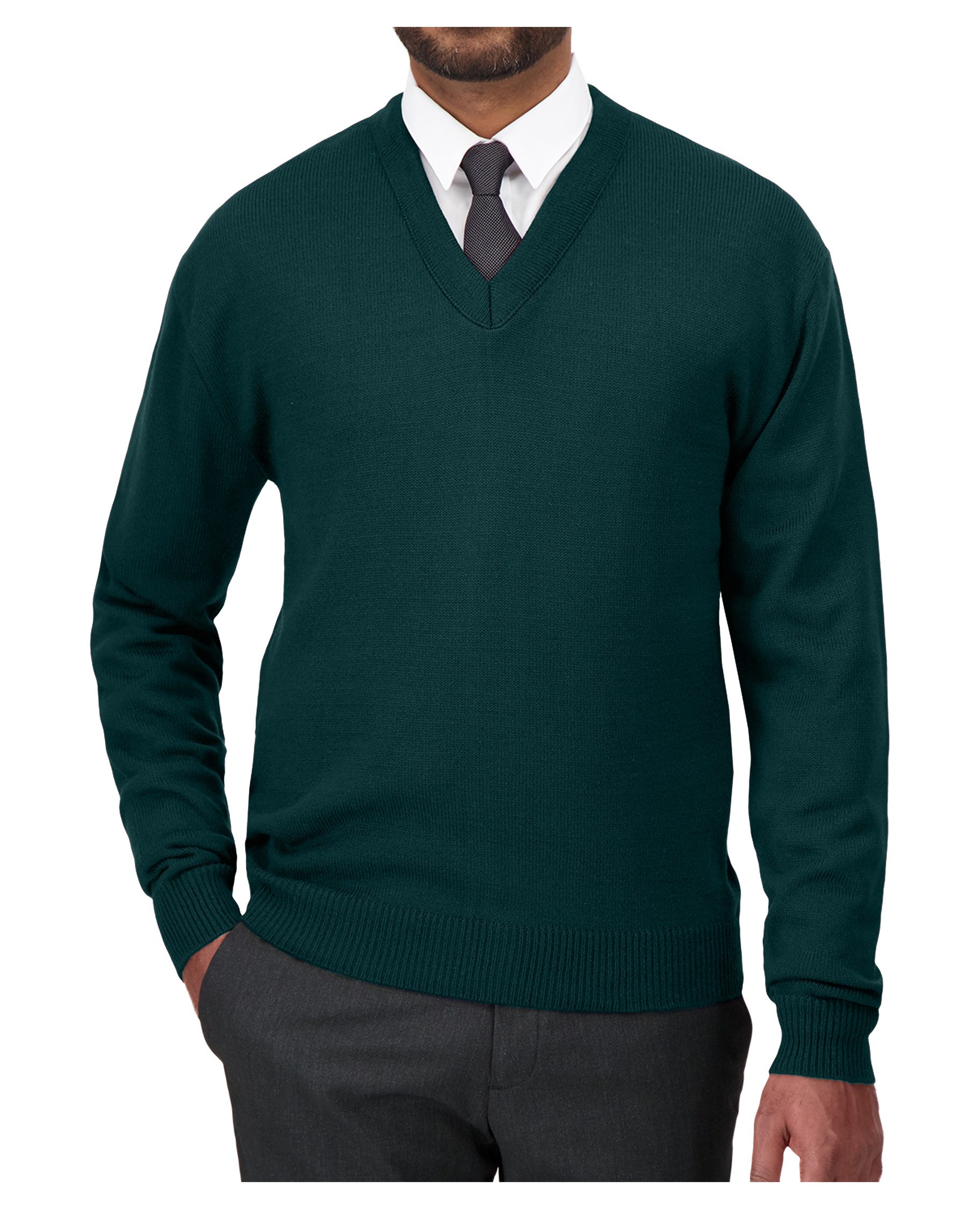 Cobmex V-Neck Long Sleeve Pullover #2010 Hunter Green
