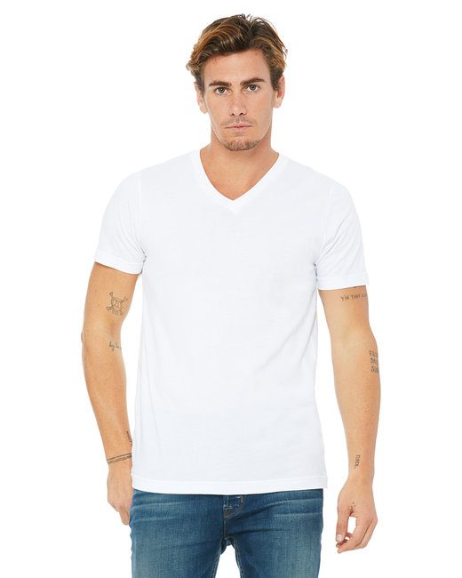 Bella + Canvas Unisex Jersey Short-Sleeve V-Neck T-Shirt #3005 White Front
