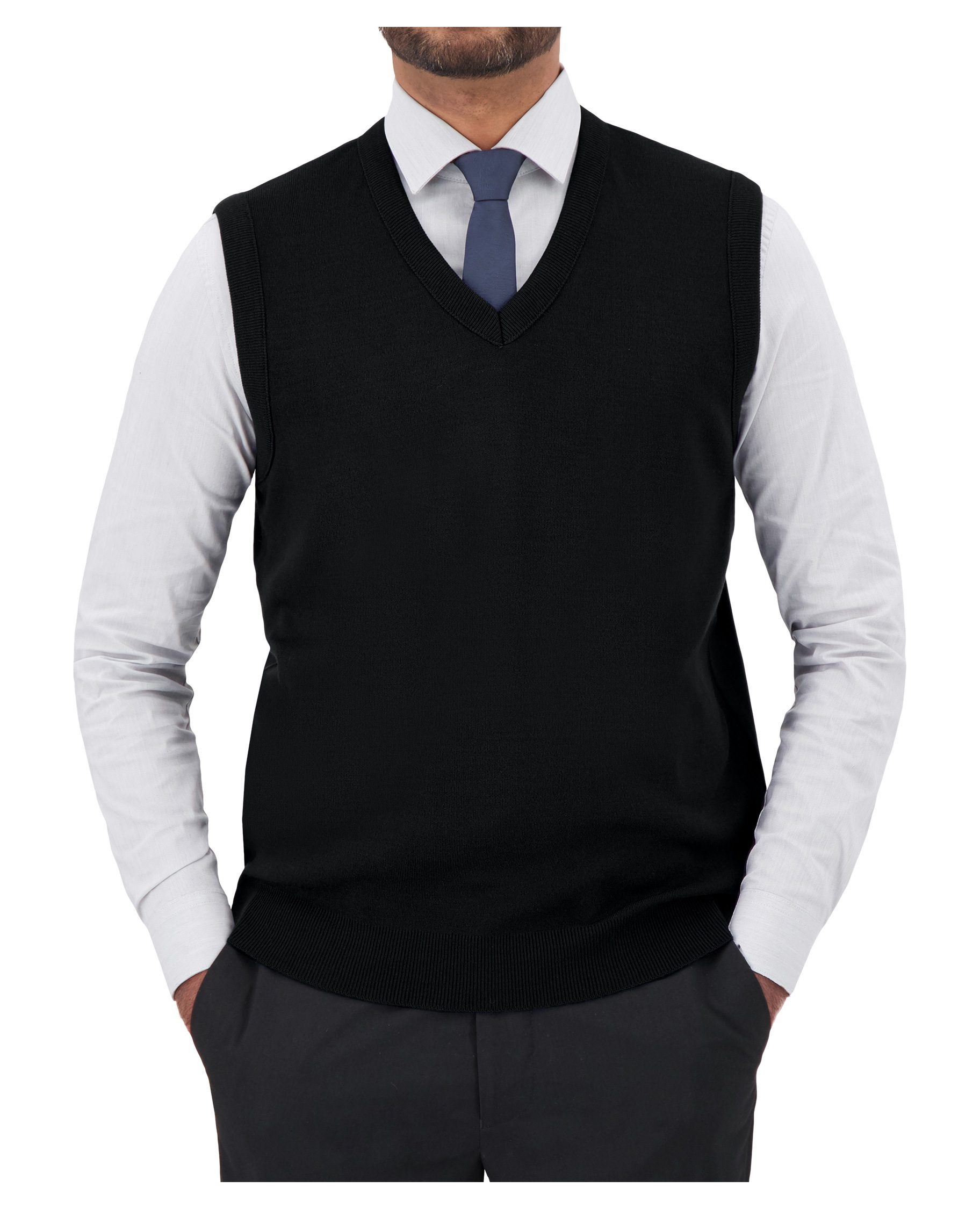 Cobmex "Cashmere"-Like V-Neck Vest #3009 Black
