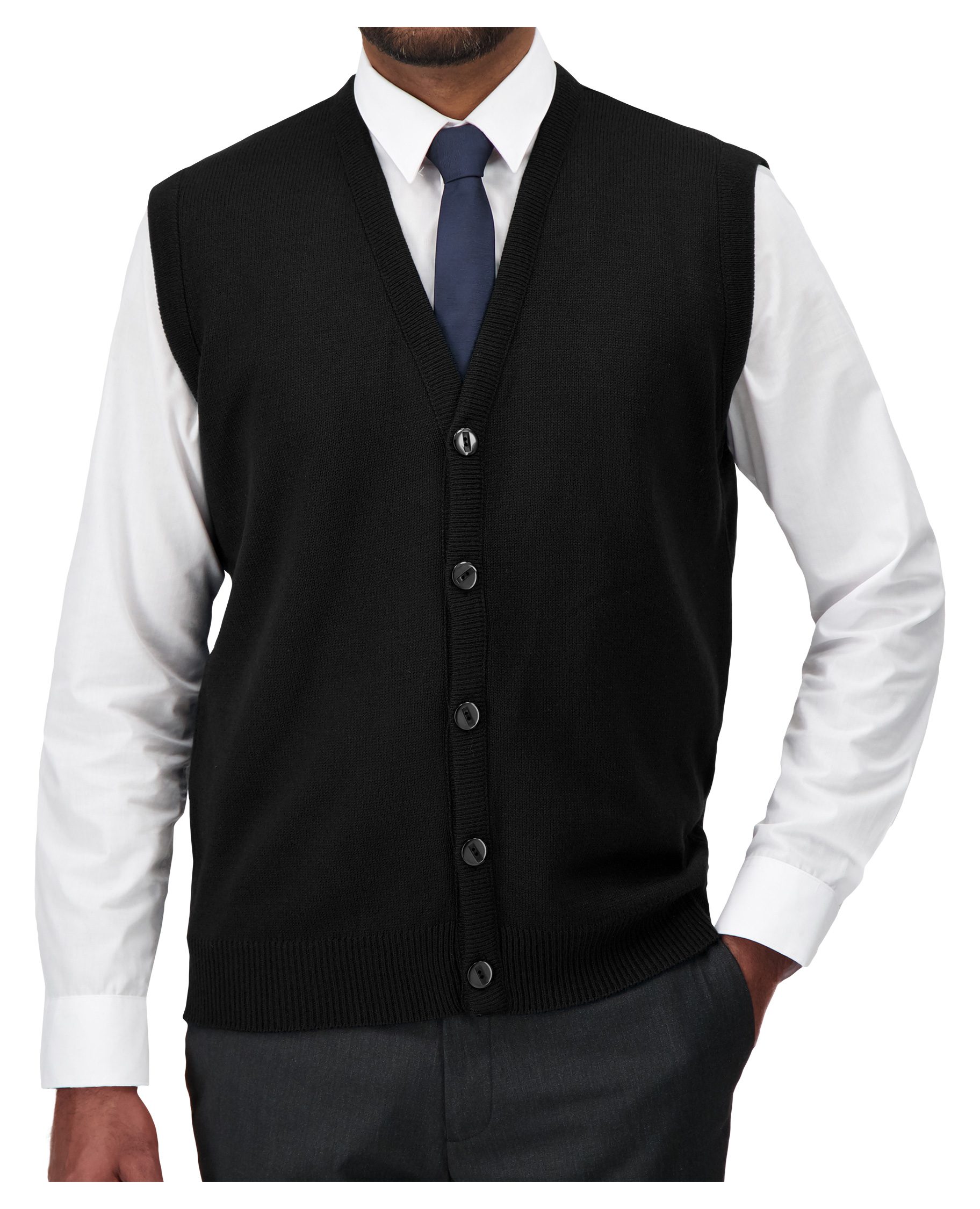 Cobmex V-Neck Button Front Vest #3032 Black