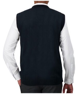 Cobmex V-Neck Button Front Vest #3032 Navy Back