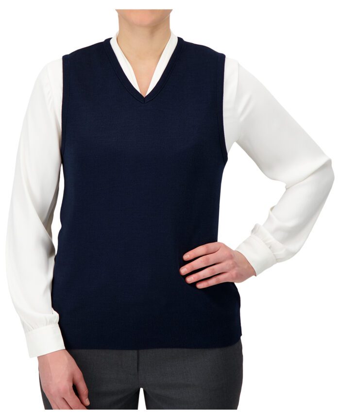 Cobmex Ladies "Cashmere"-Like V-Neck Vest #3109 Navy Front